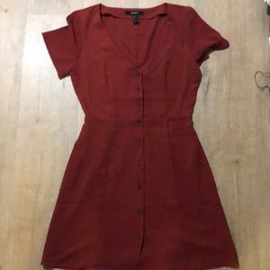 Burgundy skater v neck dress